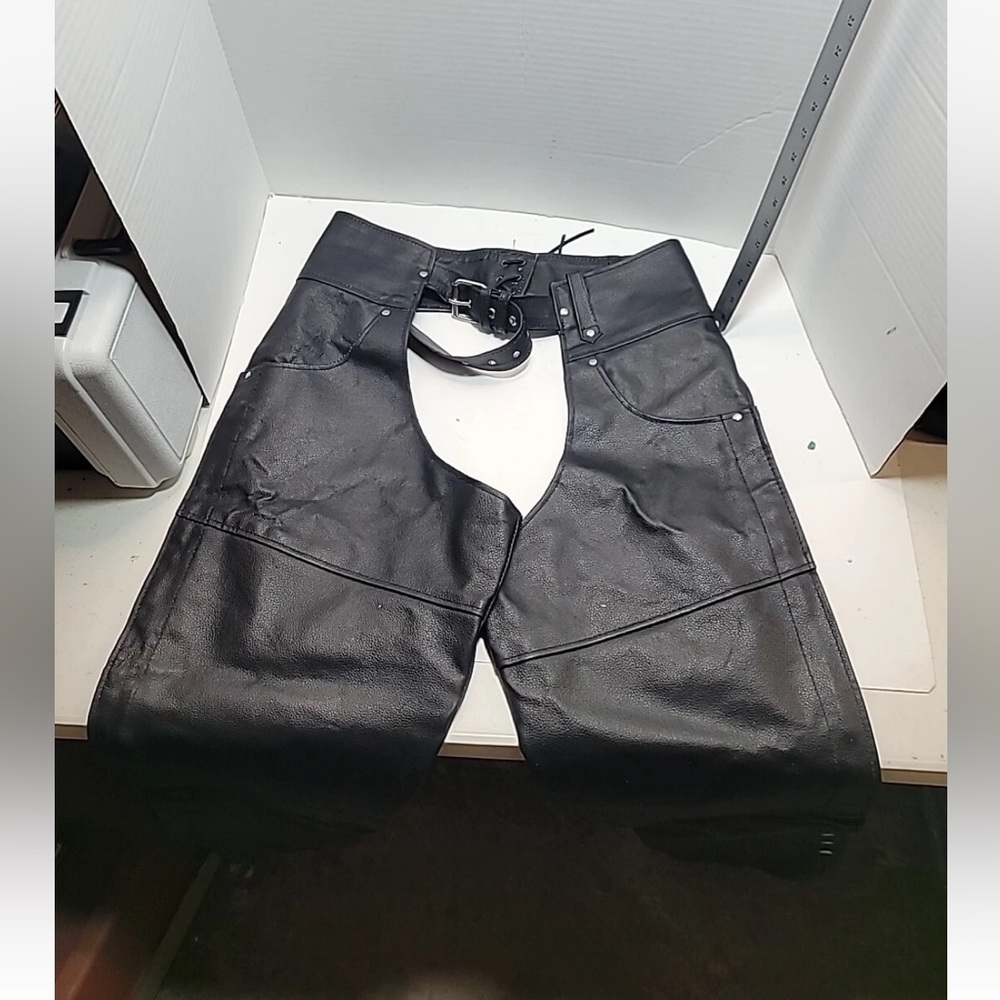 Black Leather Chaps with Belt